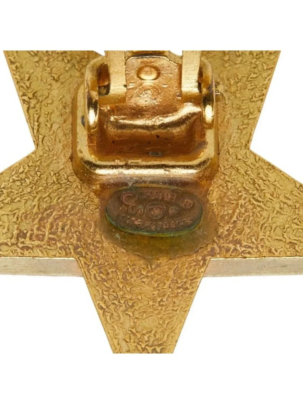 Chanel CC Logo Star Motif Earrings 01 Black Gold Plated